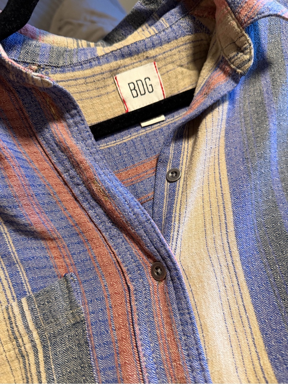 BDG Oversized Striped Button-Down Shirt in Blue, Green, Pink - Picture 4 of 10
